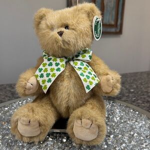 The Bearington Collection Plush Teddy Bear with Shamrock Bow